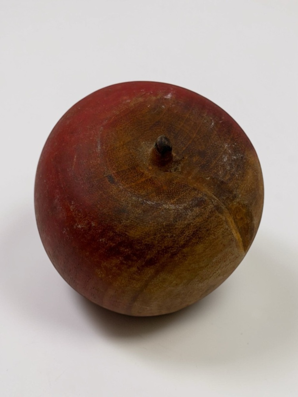 Vintage Hand-Turned Wood Apple Mid Century Modern Decor MCM Wooden Object